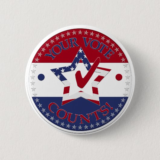 Uw stem telt het stervinkje ronde button 5,7 cm (Voorkant)