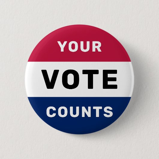Uw stem telt Patriottische Amerikaanse Verkiezinge Ronde Button 5,7 Cm (Voorkant)