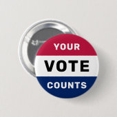 Uw stem telt Patriottische Amerikaanse Verkiezinge Ronde Button 5,7 Cm (Voorkant /achterkant)