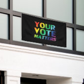 Uw stem telt - pride lgbtq lgbt regenboog zwart spandoek (Buitenkant Gebouw)
