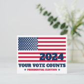 Uw stem telt USA Flag 2024 Verkiezingen Briefkaart (Staand voorkant)