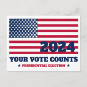 Uw stem telt USA Flag 2024 Verkiezingen Briefkaart (Voorkant)