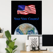 Uw stem telt vlag en aarde - weerbaar Poster (Thuiskantoor)