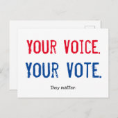 Uw stem Uw stem Uw briefkaart van de Stem (Voorkant / Achterkant)