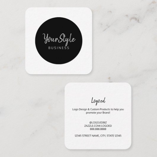 Uw Stijlcirkel (type Afbeelding) Vierkante Visitekaartje (Voorkant / Achterkant)