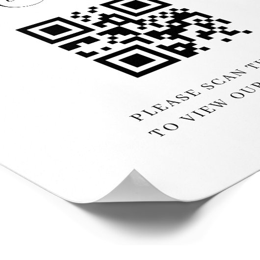 Uw stoel wacht op QR-code bruiloft zitschema Poster (Hoek)