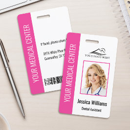 Uw Tandartspraktijk Logo Personeelsfoto ID Roze Badge