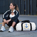 Uw tas of naam Anchor Gold Laurel Leaves Star<br><div class="desc">Een nautisch thema reis- of sportschool duffeltas met uw persoonlijke naam of bootnaam. Dit vorstelijke ontwerp heeft een bootanker in rijkelijk blauw gemarkeerd met goudkleurige laurierbladeren en een gouden ster. De kleur van de tas is wit of u kunt het ontwerp eenvoudig bewerken in elke gewenste kleur. Met 2 maten...</div>