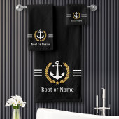 Uw tas of naam Anchor Gold Laurel Stripes Black Bad Handdoek