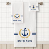 Uw tas of naam Anchor Gold Laurel Stripes White Bad Handdoek