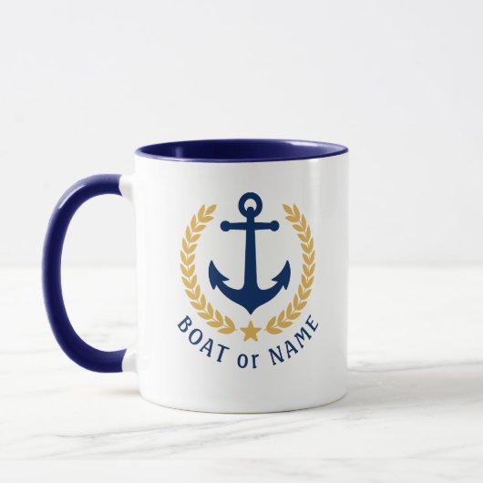 Uw tas of naam Anchor Gold Style Laurel Blue Mok (Links)
