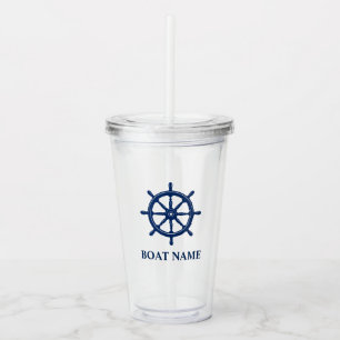 Uw tas of naam met scheepswiel Helm Sippy Acryl Drinkbeker