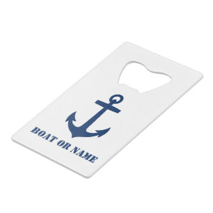 Uw tas of naam Nautical Classic Anchor White Creditkaart Flessenopener