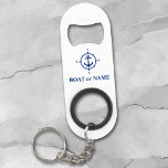 Uw tas of Nautical Compass Anchor White Mini Flessenopener<br><div class="desc">Uw persoonlijke naam of naam van het schip met een Nautical Compass en Anchor in Navy Blue op een stijlvolle,  witte flessenopening.</div>