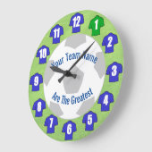 Uw Team Name Football Clock - Blue Shirten Grote Klok (Hoek)