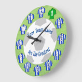 Uw Team Name Football Clock - Blue Shirten Grote Klok (Hoek)