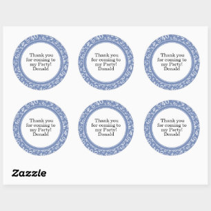 Uw tekst 40e Willekeurig nummerpatroon Blauw/Wit Ronde Sticker