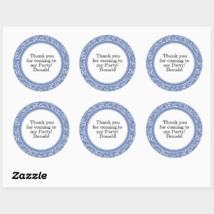 Uw tekst 50e Willekeurig nummerpatroon Blauw/Wit Ronde Sticker