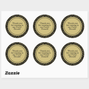 Uw tekst 55e willekeurige nummerpatroon Zwart/Goud Ronde Sticker
