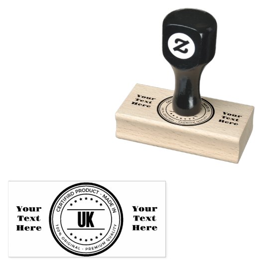 Uw tekst aangepaste logo gedrukt horizontaal houte rubberstempel (Gestempeld)