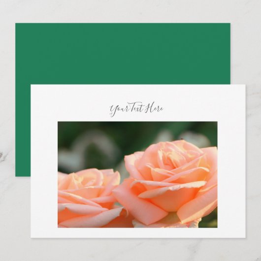 Uw tekst Crème Roos Bloemen Uitnodiging (Voorkant / Achterkant)