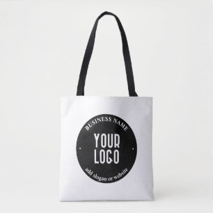 Uw tekst & geüpload logo Bewerkbaar zwart en wit Tote Bag