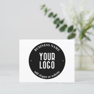 Uw tekst & geüpload logo Bewerkbaar zwart & wit Bedankkaart