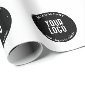 Uw tekst & geüpload logo | Bewerkbaar zwart & wit Cadeaupapier (Rol Hoek)