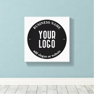Uw tekst & geüpload logo Bewerkbaar zwart & wit Canvas Afdruk
