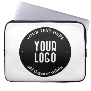 Uw tekst & geüpload logo Bewerkbaar zwart & wit Laptop Sleeve