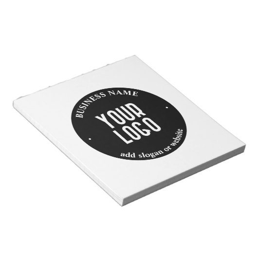 Uw tekst & geüpload logo | Bewerkbaar zwart & wit Notitieblok (Schuin)