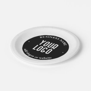 Uw tekst & geüpload logo Bewerkbaar zwart & wit Papieren Bordje