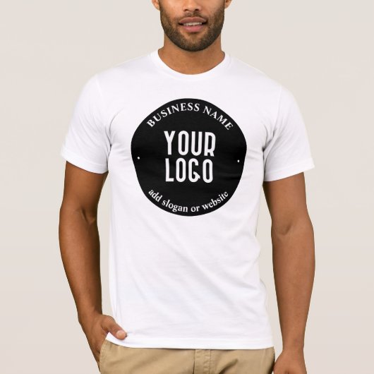 Uw tekst & geüpload logo | Bewerkbaar zwart & wit T-shirt (Voorkant)