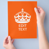 Uw tekst op Keep Calm Crown Oranje Flyer (Hand)