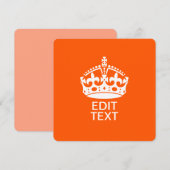 Uw tekst op Keep Calm Kroon Oranje (Voorkant / Achterkant)