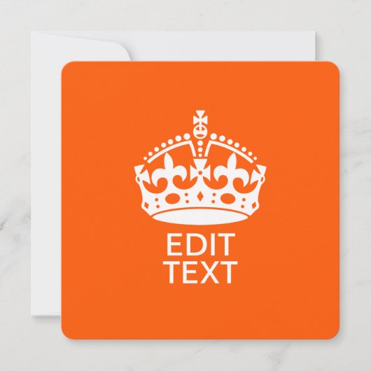 Uw tekst op Keep Calm Kroon Oranje (Voorkant)