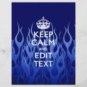Uw tekst op Keep Calm op blauwe racevlammen Flyer (Voorkant)