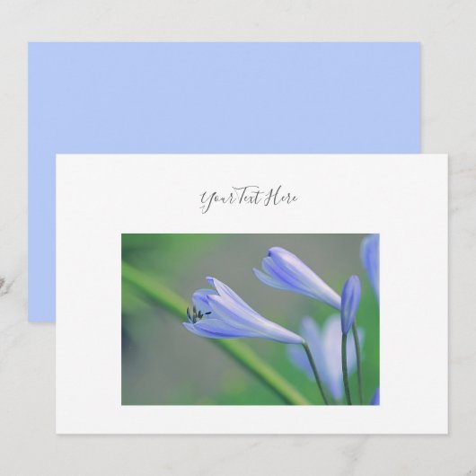 Uw tekst prachtige blauwe bloemen uitnodiging (Voorkant / Achterkant)