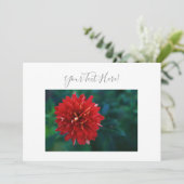 Uw tekst prachtige rode dahlia bloem uitnodiging (Staand voorkant)