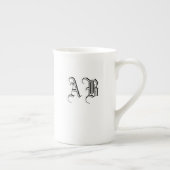 Uw tekst White Bone China mok monogram sjabloon (Rechts)
