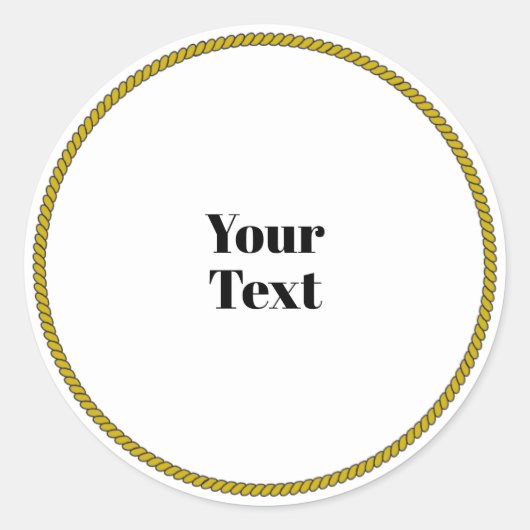 Uw tekstsjabloon, witte cirkel, zwarte tekst, ronde sticker (Voorkant)