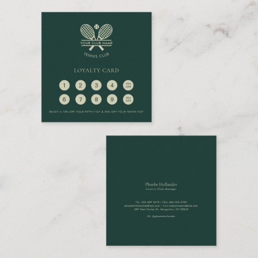 Uw tennisclub naam Elegante leden Klantenkaartje (Voorkant / Achterkant)