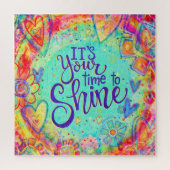 Uw tijd om te schitteren Leuke Harten Bloemen Insp Legpuzzel (Verticaal)