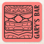 UW TIKI BAR Jouw naam Square Paper Onderzetter toe (Voorkant)