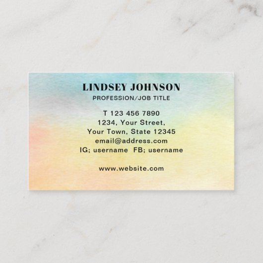 Uw titel Bloemen Waterverf Visitekaartje (Achterkant)