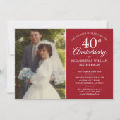 Uw trouwfoto 40e Jubileum Ruby Hearts Kaart (Voorkant)