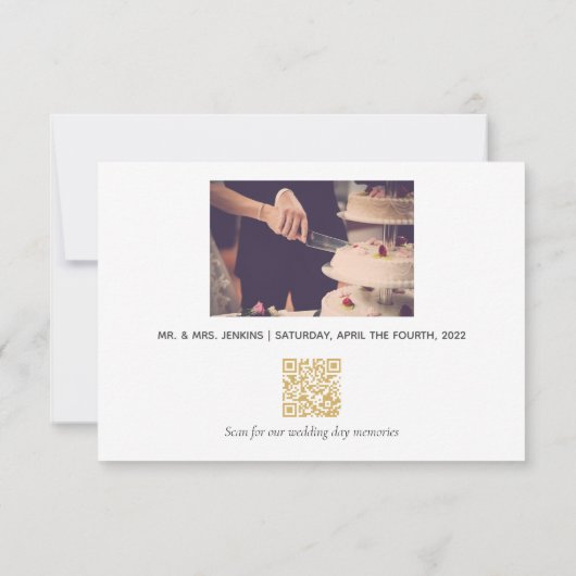 Uw trouwfoto en herinneringen QR-code Dank u Bedankkaart (Achterkant)