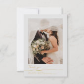 Uw trouwfoto gouden script dank u kaart (Voorkant)