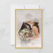 Uw trouwfoto, gouden script en grensdank bedankkaart (Voorkant)