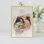 Uw trouwfoto, gouden script en grensdank bedankkaart (Staand voorkant)
